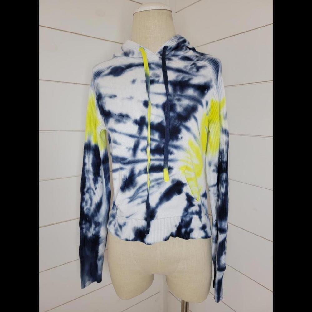 Style & Co XS Blue yellow white tie dyed sweater hoodie